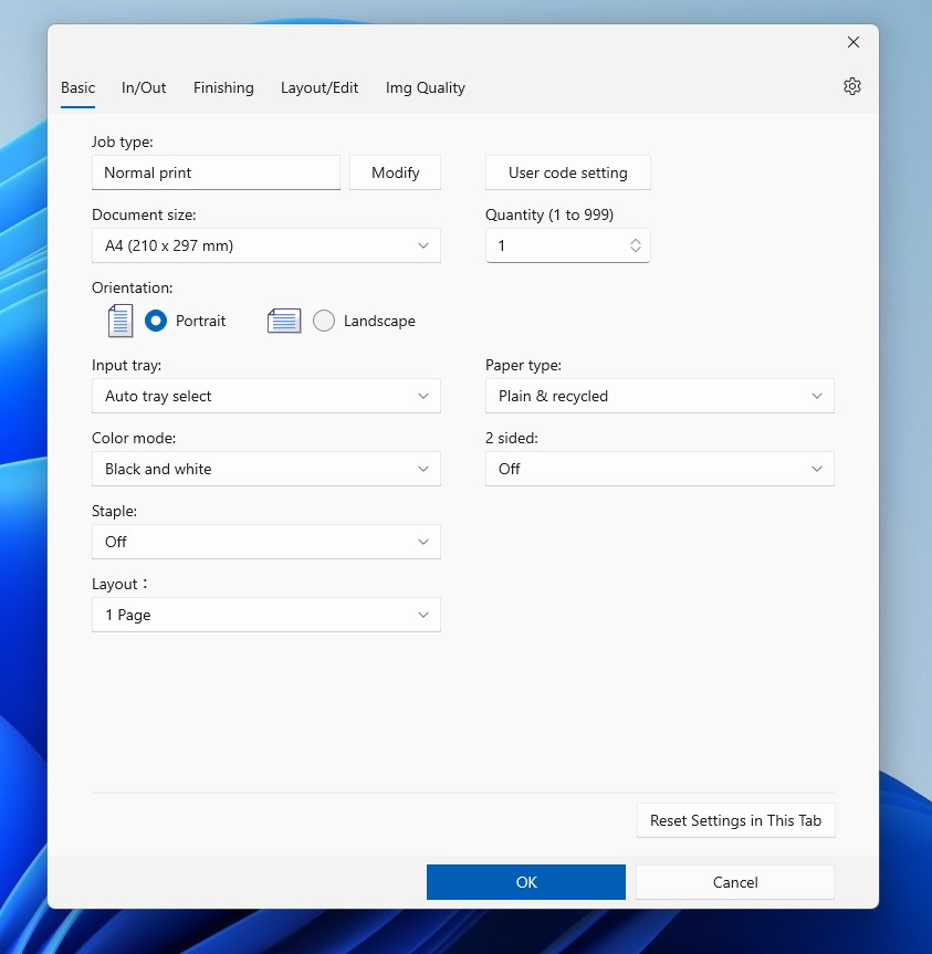Captura de pantalla de RICOH Print Support Application