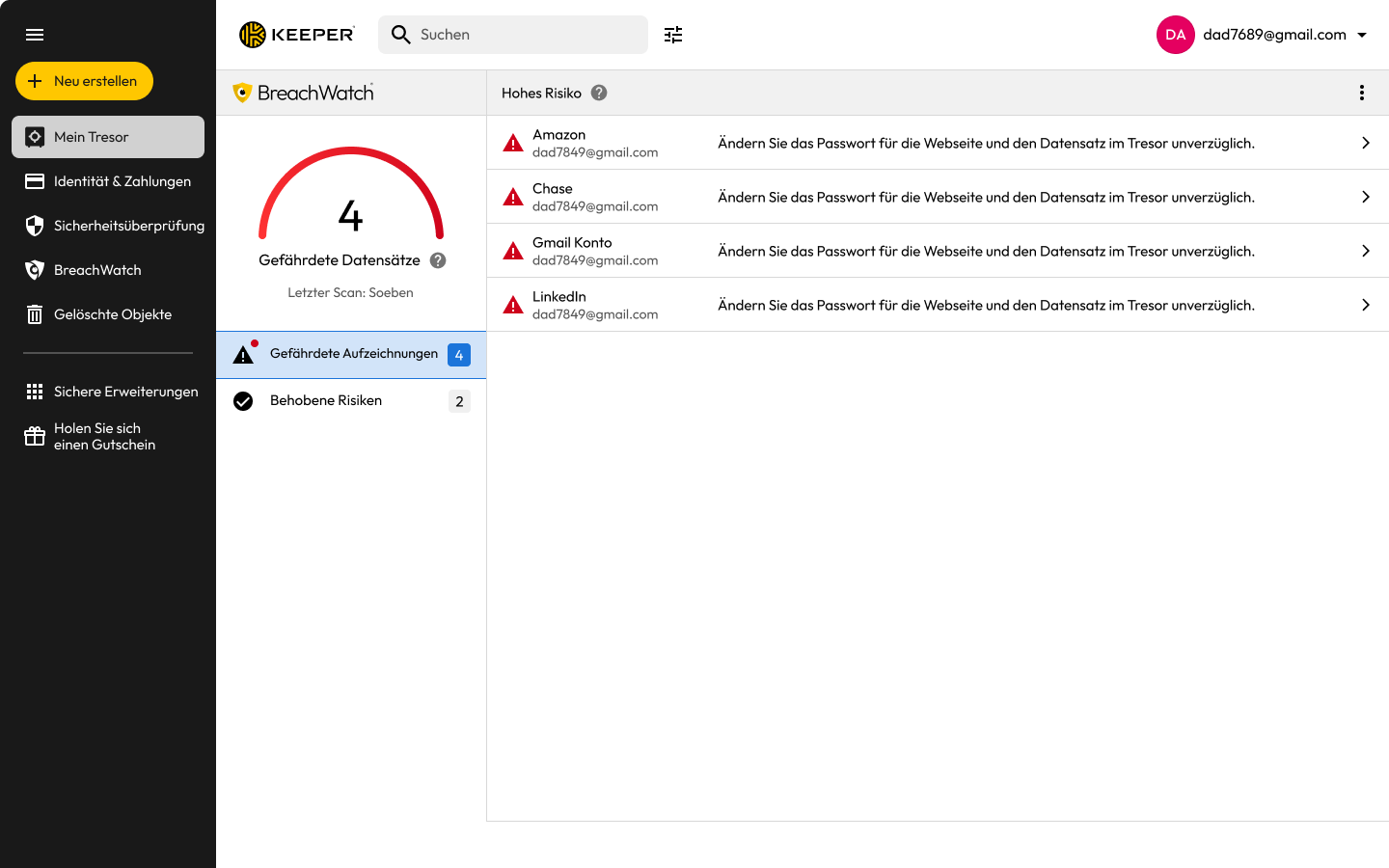 Keeper® Passwortmanager Screenshot