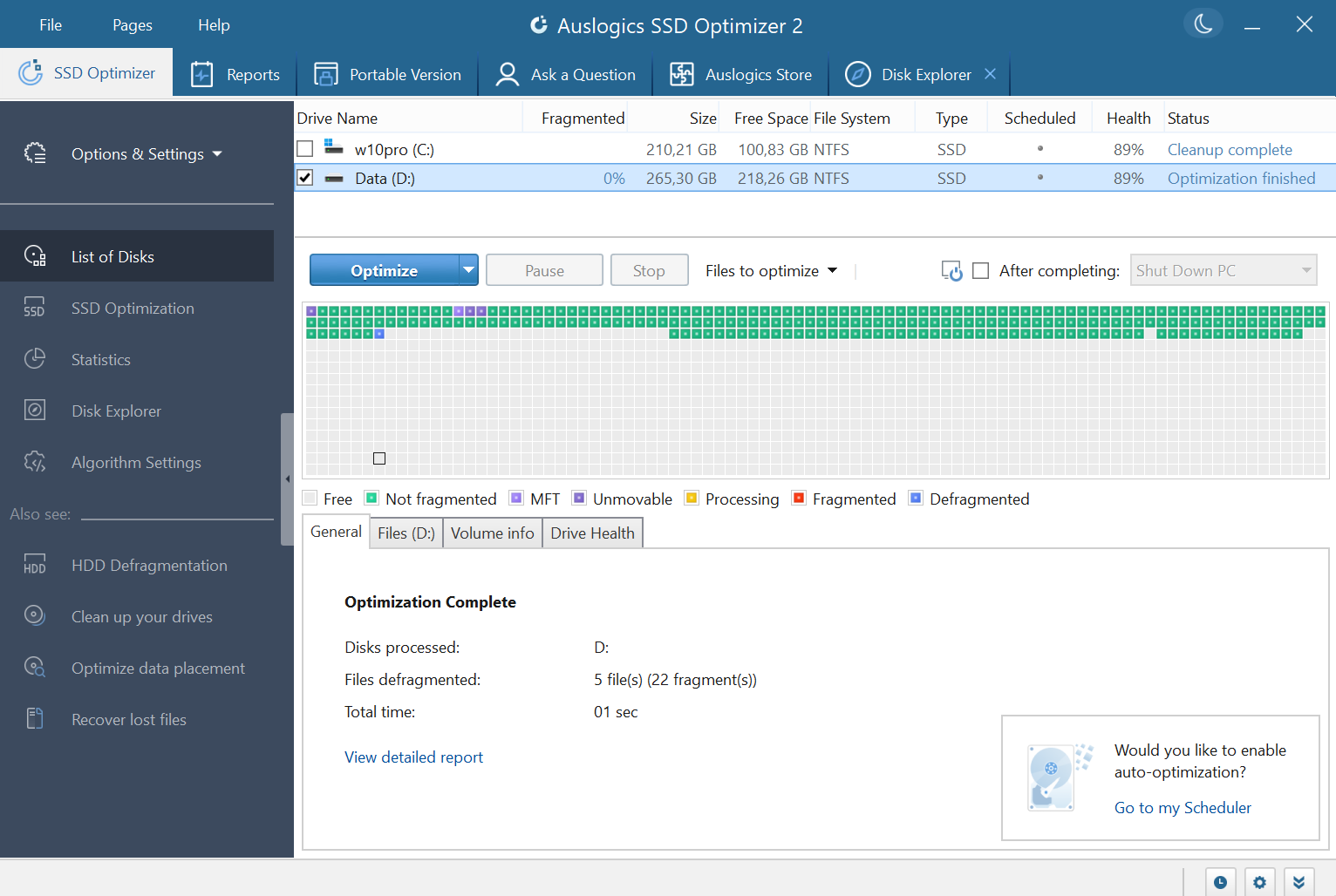 Auslogics SSD Optimizer Screenshot